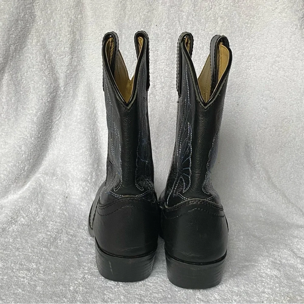 Masterson Cowboy Boots Youth‎ 2.5 Black Leather Uppers Western Has Scuff Marks